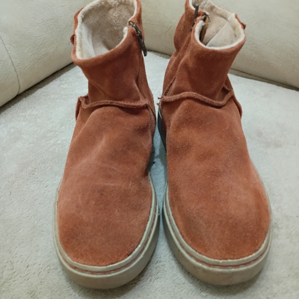 Satorisan Meraki Orange Suede Low Ankle Boots Hand Made In Vietnam. - Picture 5 of 9
